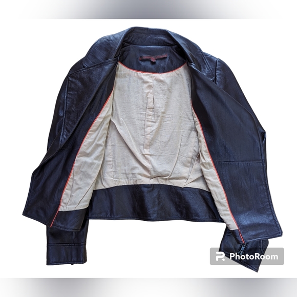 Anthropologie Leather Biker Jacket S Brown y2k - Picture 3 of 5